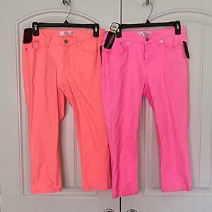 Orange and pink neon capris